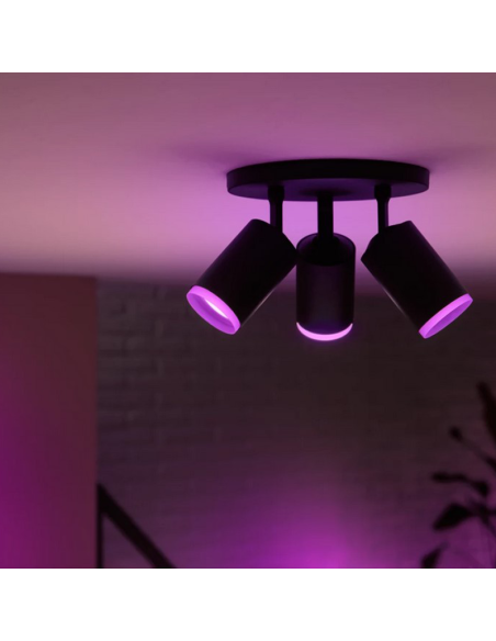 Foco inteligente 3 luces negro Fugato detalle producto| LeonLeds