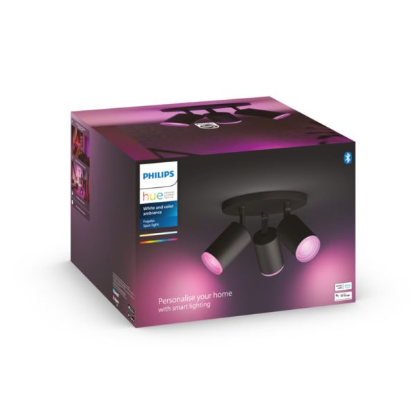 Spot intelligent 3 lumières noir Fugato photo d'ambiance | LéonLeds