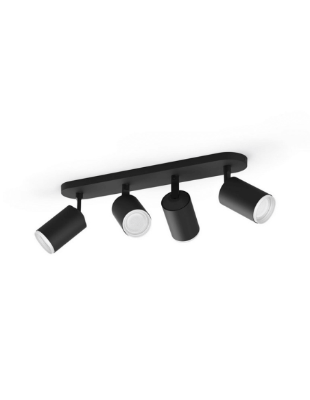 Foco inteligente 4 luces negro Fugato detalle producto| LeonLeds