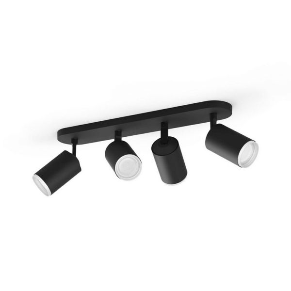 Foco inteligente 4 luces negro Fugato detalle producto| LeonLeds