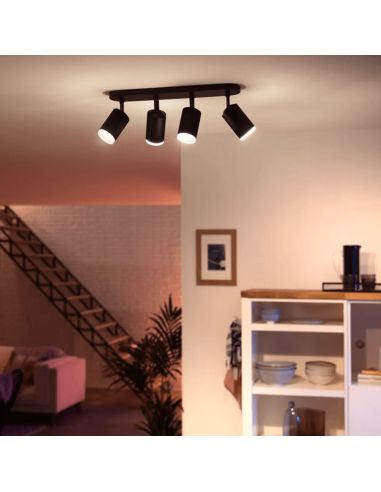 Foco inteligente 4 luces negro Fugato foto ambiente| LeonLeds