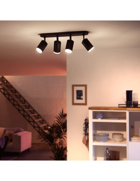 Foco inteligente 4 luces negro Fugato foto ambiente| LeonLeds