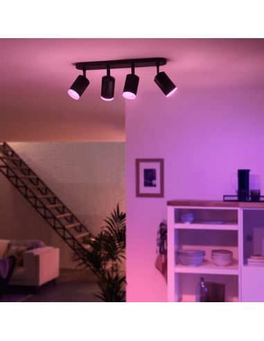 Refletor inteligente 4 luzes preto Luz Fugato acesa | LeonLeds