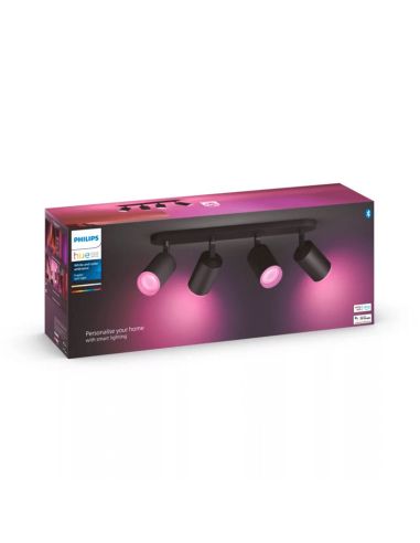 Foco inteligente 4 luces negro Fugato caja producto| LeonLeds