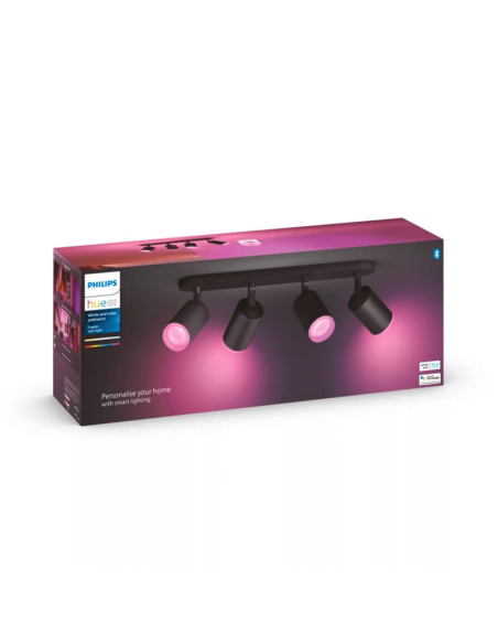 Foco inteligente 4 luces negro Fugato caja producto| LeonLeds
