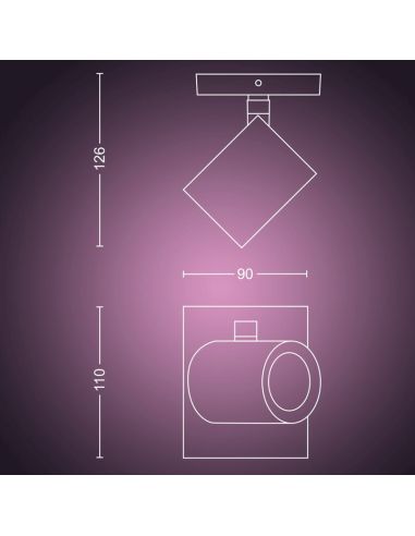 Spot intelligent 1 lumière Argenta mesures du produit | LéonLeds