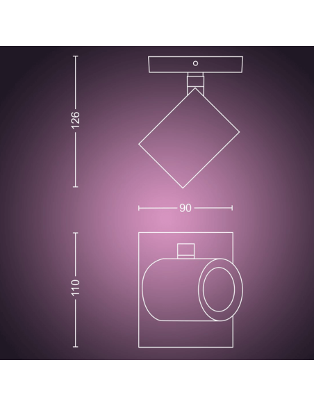 Spot intelligent 1 lumière Argenta mesures du produit | LéonLeds