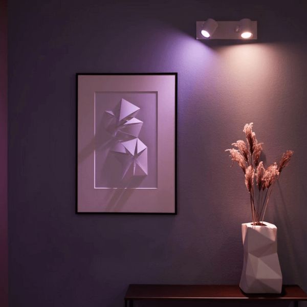 Spot intelligent 2 lumières Argent lumière allumée | LéonLeds