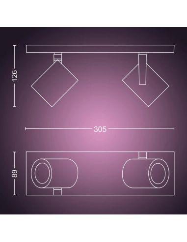Spot intelligent 2 lumières Argenta mesures du produit | LéonLeds