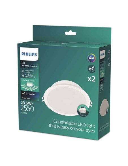 Pack de 2 Downlight LED empotrable MESON 23,5W, Ø 215mm 4000 K Blanco