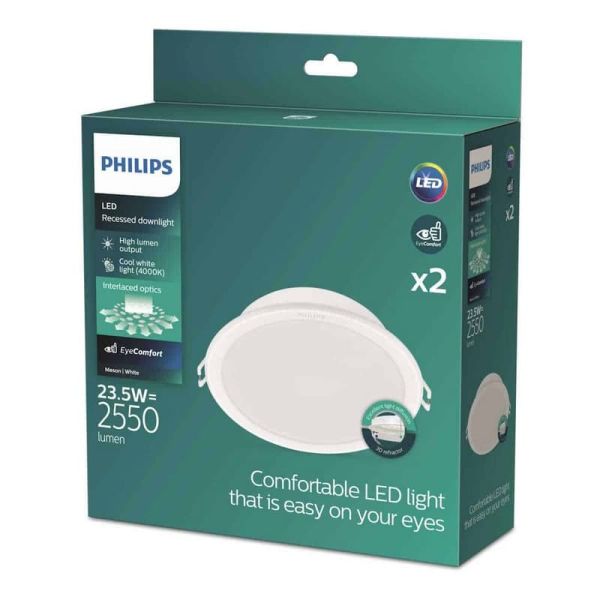 Pack de 2 Downlight LED empotrable MESON 23,5W, Ø 215mm 4000 K Blanco