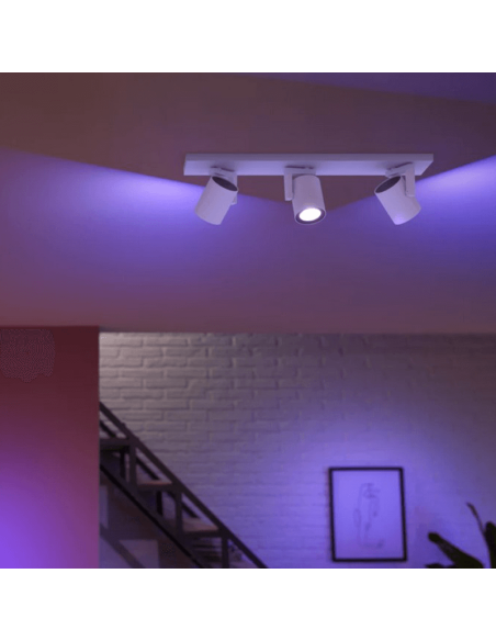 Foco inteligente de 3 luces Argenta blanco 5.7W GU10 2000-6500K RGB HueWhite and Color Ambiance ambiente