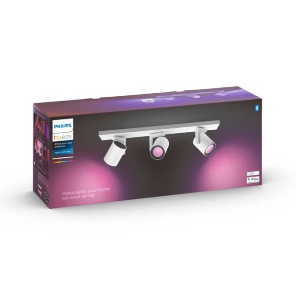 Spot intelligent à 3 lumières Argenta blanc 5,7W GU10 2000-6500K RGB HueWhite et coffret Color Ambiance