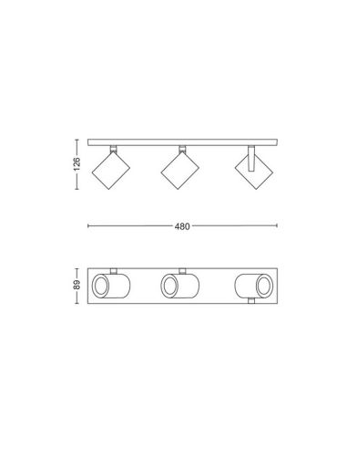 Foco inteligente de 3 luces Argenta blanco 5.7W GU10 2000-6500K RGB HueWhite and Color Ambiance medidas
