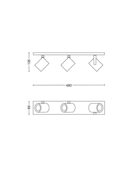 Foco inteligente de 3 luces Argenta blanco 5.7W GU10 2000-6500K RGB HueWhite and Color Ambiance medidas
