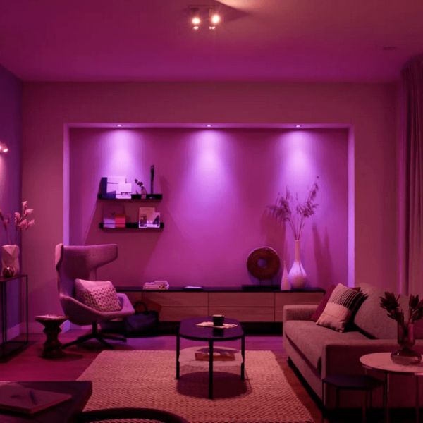 Foco inteligente de 4 luces blanco Argenta 5.7W GU10 2000-6500K RGB HueWhite and Color Ambiance ambiente