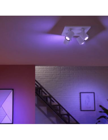Foco inteligente de 4 luces blanco Argenta 5.7W GU10 2000-6500K RGB HueWhite and Color Ambiance ambiente techo