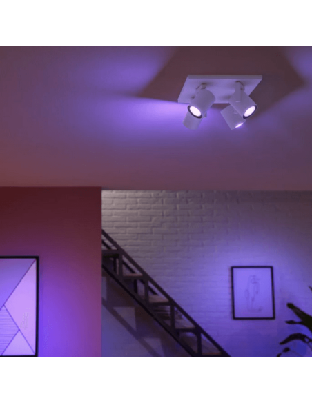 Refletor inteligente com 4 luzes brancas Argenta 5.7W GU10 2000-6500K RGB HueWhite e teto ambiente Color Ambiance