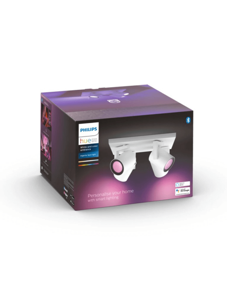 Spot intelligent avec 4 lumières blanches Argenta 5,7W GU10 2000-6500K RGB HueWhite et Color Ambiance Box