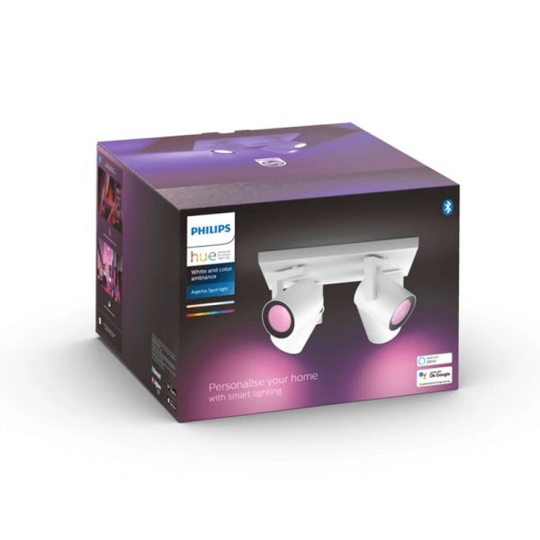Spot intelligent avec 4 lumières blanches Argenta 5,7W GU10 2000-6500K RGB HueWhite et Color Ambiance Box