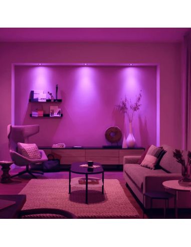 Pack de 3 focos inteligentes Centura Philips Hue foto ambiente| LeonLeds