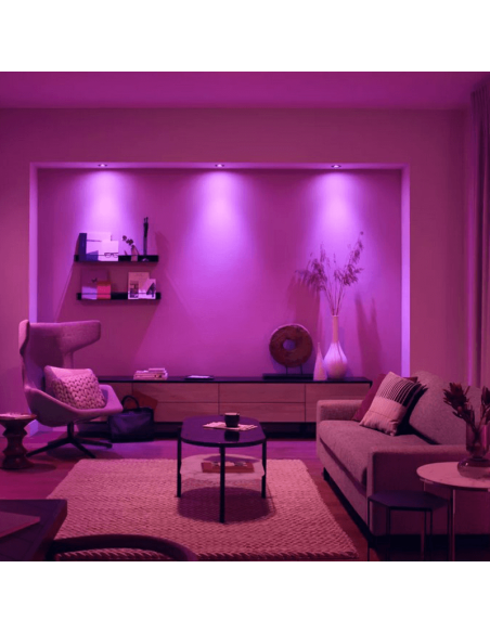 Pack de 3 focos inteligentes Centura Philips Hue foto ambiente| LeonLeds