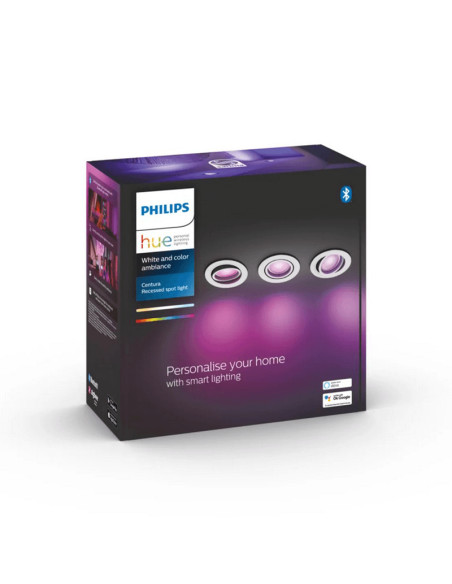 Pack de 3 focos inteligentes Centura Philips Hue caja producto| LeonLeds