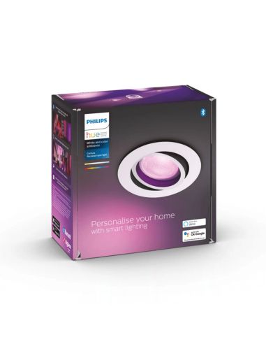 Spot LED intelligent rond Philips Hue Centura, produit en boîte blanche