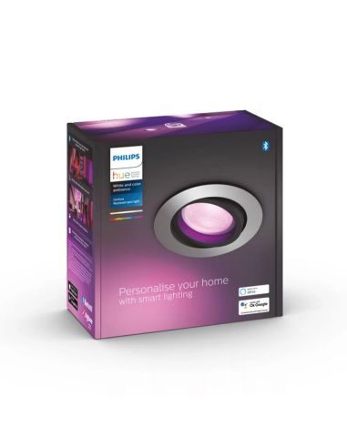 Caixa de produto com refletor LED inteligente redondo de alumínio Philips Hue Centura