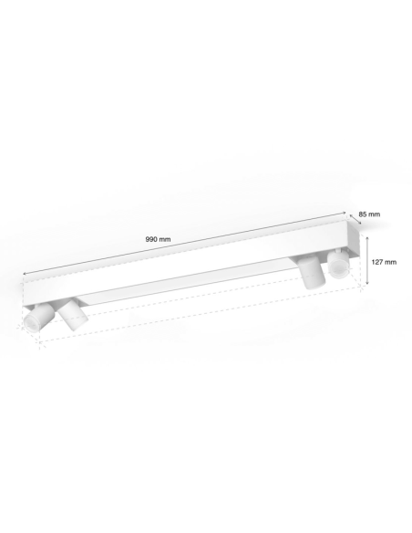Plafón techo LED inteligente Philips Hue Centris negro dimensiones producto