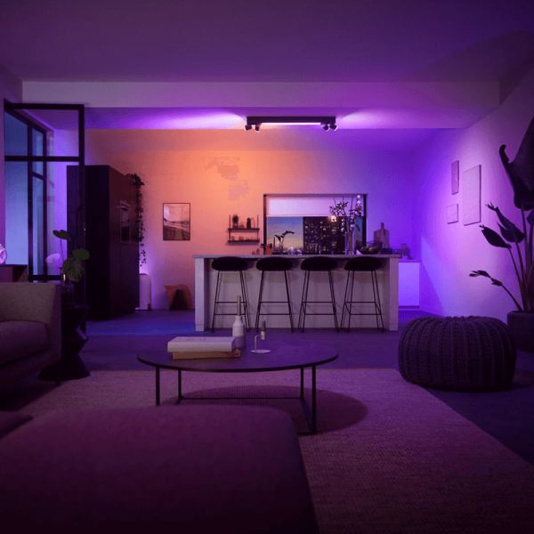 Plafón techo LED inteligente Philips Hue Centris negro luz rosa