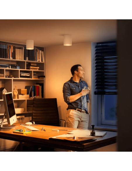 Refletor LED único inteligente Pilar branco Matiz Luz quente branca em um escritório