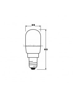 Set de 2x Lampe frigo T25 Led, E14, 2 W, remplace 20 W, blanc froid 6000 K,  200 lm