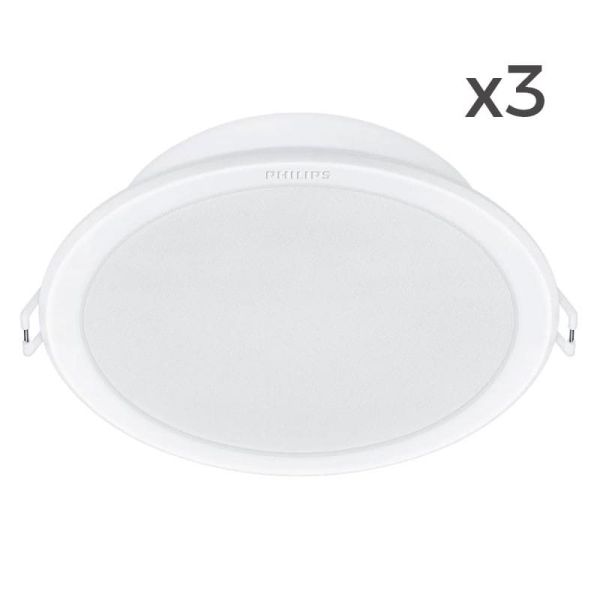 Pack de 3 Downlight LED empotrable MESON 5,5W Ø 90 mm 4000K, blanco