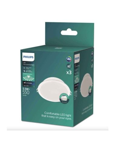 Pack de 3 Downlight LED empotrable MESON 5,5W Ø 90 mm 4000K, blanco