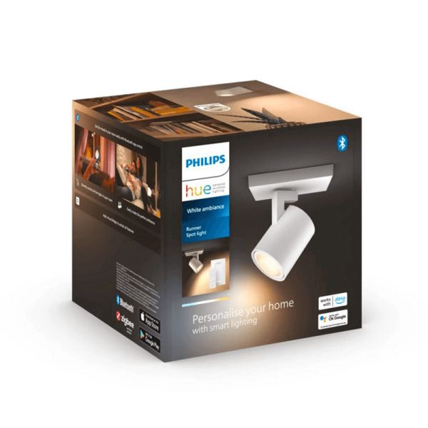 Foco LED inteligente Runner blanco Hue White Ambiance caja producto