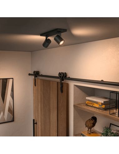 Foco LED 2 luces Runner negro 2x5W foco en techo