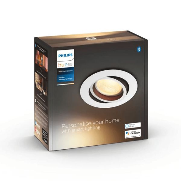 Refletor LED redondo embutido branco Milliskin Caixa de produto Philips Hue