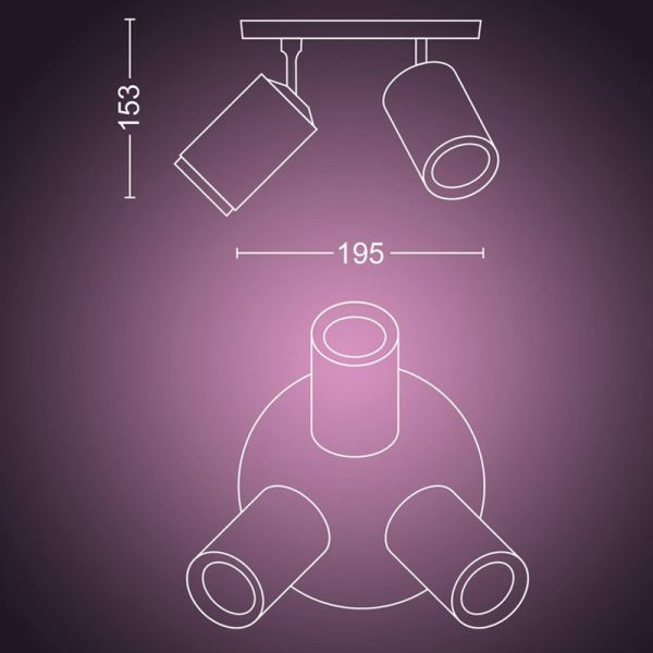 Spot intelligent 3 lumières mesures Fugato | LéonLeds