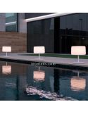 Lámpara de pie exterior solar y batería recargable regulable Chloe Plant color Madera New Garden | LeonLeds Iluminación
