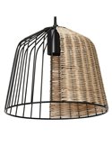 CAGE BELL luminária de teto industrial tipo gaiola, preto E27 e detalhes em rattan