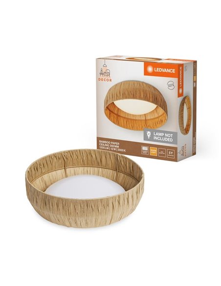 Candeeiro de teto em papel bambu 12W 400Lm, 3000K Ø 300mm