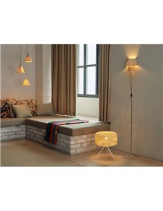 Lámpara de Techo colgante verde con pantalla de rafia en 3 alturas, 3XE27​ 2