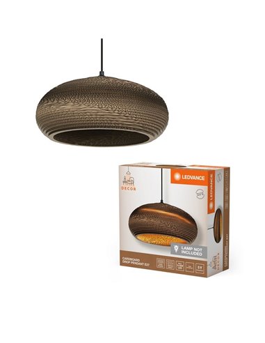 Aplique de pared con pantalla de rayas de papel natural, CARDBOARD DROP, 1xE27​