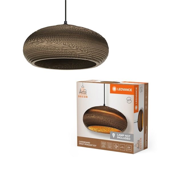 Aplique de pared con pantalla de rayas de papel natural, CARDBOARD DROP, 1xE27​