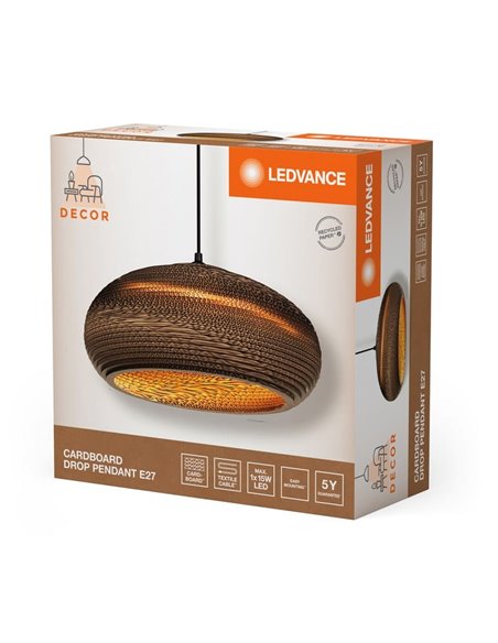 Aplique de pared con pantalla de rayas de papel natural, CARDBOARD DROP, 1xE27​
