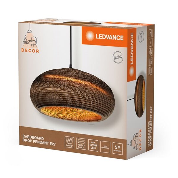 Aplique de pared con pantalla de rayas de papel natural, CARDBOARD DROP, 1xE27​