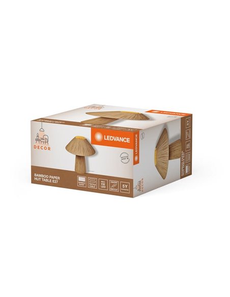 Lámpara de sobremesa de papel de BAMBOO PAPER HUT, marrón 1XE27