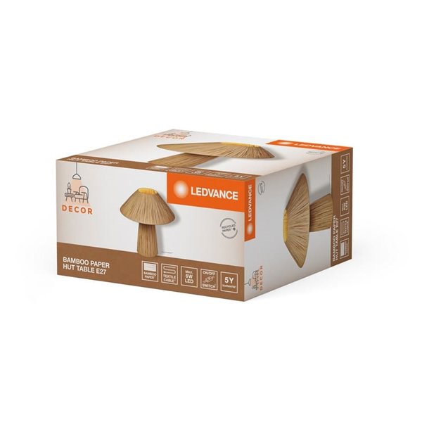 BAMBOO PAPER HUT lampe de table en papier, marron 1XE27