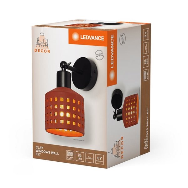Applique avec abat-jour en terre cuite, CLAY WINDOWS WALL 1XE27